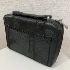 3F 【昭和レトロ】オーストリッチ セカンドバッグ クラッチバッグ 