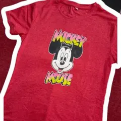 ミッキーマウス プリント Tシャツ 赤