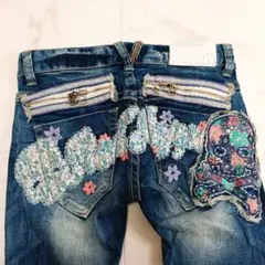 レッドペッパー フレアデニム Y2K 刺繍 スカル ドクロ ヒゲ ローライズのサムネイル