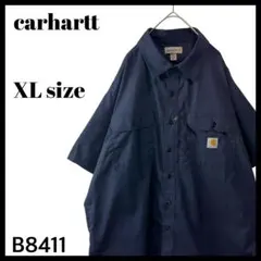 カーハート 半袖シャツ ワークシャツ リップストップ生地 ネイビー 紺 XL