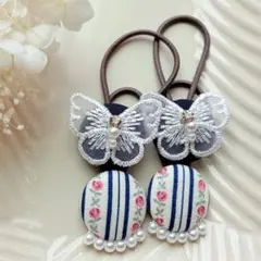378 ✾ ︎ 핸드메이드 헤어 엘라스틱 22mm 월넛 버튼 4개 세트