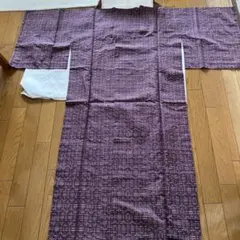 紫系 幾何学模様 着物 雨ゴート