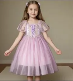 100サイズプリンセスラプンツェル風 ドレス リボンチュール コスプレ