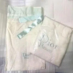 最終値下げ❗️Dior Beauty ブルーロゴバスタオル　ノベルティ　ポーチ付き