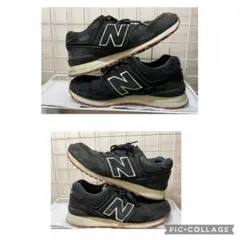 New Balance 574スエード黒ML574MBLスニーカー27cmラン