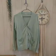 GU　ミントグリーン Vネック 長袖カーディガン