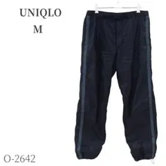 ユニクロ　裏フリース　暖パン　Mチャコール系 ライン 裾ゴム+ドロスト ベルト付