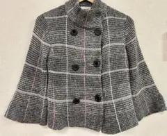 美品ナラカミーチェグレー チェック柄 ニットジャケット