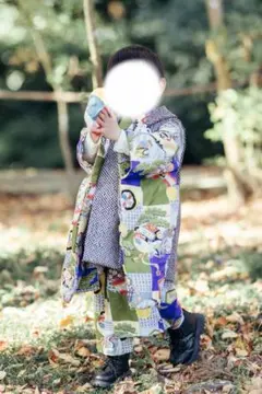 七五三 男の子 被布　着物　ハンドメイド　リメイク　アンティーク着物 七五三 男の子 被布 着物 ハンドメイド リメイク アンティーク着物 和
