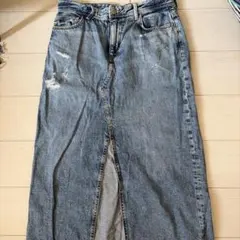 ZARA デニムロングスカート スリット入り