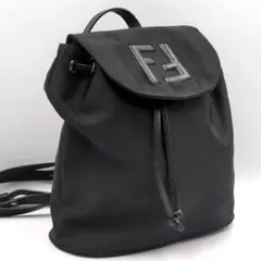 フェンディ FFロゴ リュックサック ナイロン レザー ブラック バッグ 黒のサムネイル