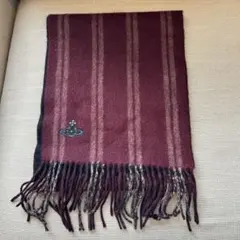 ヴィヴィアンウエストウッド　マフラー　オーブ刺繍 バイカラーカシミヤマフラー