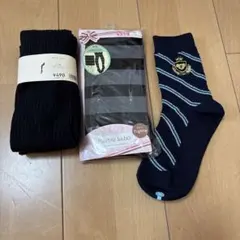 新品未開封　ポンポネットソックス　黒リブタイツ　20〜22 130140150のサムネイル