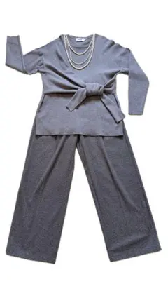 AZUL by MOUSSY セットアップ風 グレー パンツ ウエストリボン