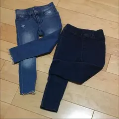 90㌢スキニーデニム▼ダメージ▼切りっぱなし▼