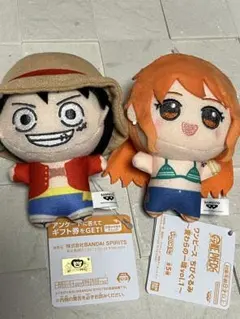 ワンピース ちびぐるみ 麦わらの一味 ルフィ ナミ 2点セットのサムネイル