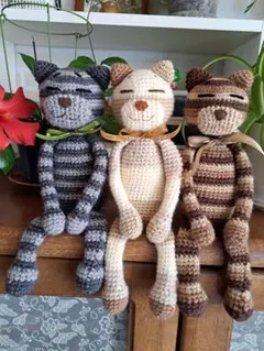 手作り編みネコ 3匹セットB