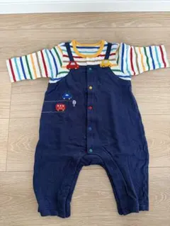 MIKI HOUSE カラフルストライプ カバーオール　70 車