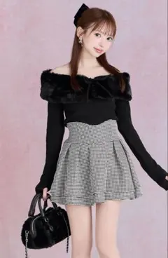 【美品】 ミシェルマカロン 美脚スカート 千鳥柄 XS