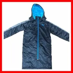 PUMA フード付きベンチコート 黒/青 Mサイズ