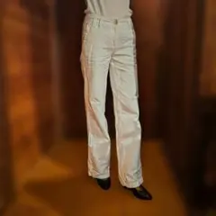 バナリパ ホワイトカジュアルパンツ コットン 麻製