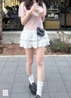 GRL インパン裏地付きレースフリルティアードミニスカート[tu1459]