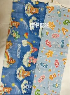 ケアベア　綿生地　水色　ブルー　布　はぎれ　生地