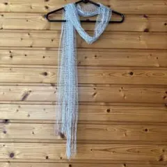 シルバー フリンジ付きストール　結婚式　パーティー　普段使い