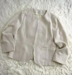 GLACIER ノーカラージャケット 3L ツイード調 セレモニー 大きいサイズ