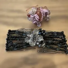 COMPLEX BIZ ヘアクリップ ビーズ装飾 ピンク　おまけ付きのサムネイル