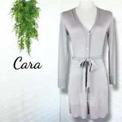 5220【Cara】美品 カシミヤ混 ロングカーディガン ニットガウン グレー