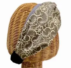 52 刺繍クロスヘアターバン　ヘアターバン　ヘアバンド