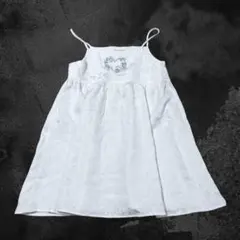 Poppy系 チューリップ刺繍チュニック ジャガード キャミソール 青文字 原宿