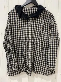 サマンサモスモス SM2 ギンガムチェック　フリル襟　ブラウス