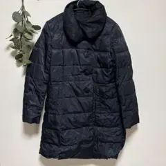 ネイビー ダウンジャケット キルティングジャケット アウター 羽毛 ロングコート