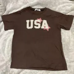 Soup USAロゴ半袖Tシャツ　ブラウン