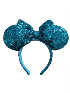 ミニー　カチューシャ スパンコール　ターコイズ　緑