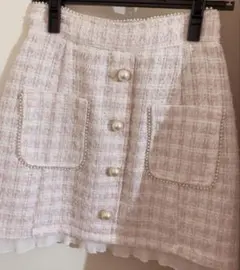 AnkRouge フロントパールファンシーツイードミニスカート アンクルージュ