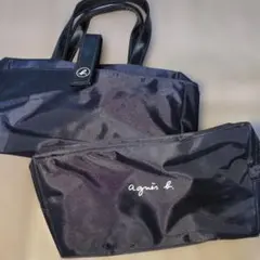 【新品未使用】agnès b. ブラックダブルポーチ