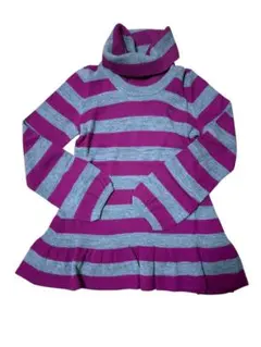 【バーバリーブルーレーベル】タートルネックニット 毛100％ 紫とグレー