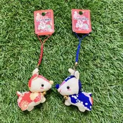 奈良限定　鹿のキャラクター ストラップ 赤 青