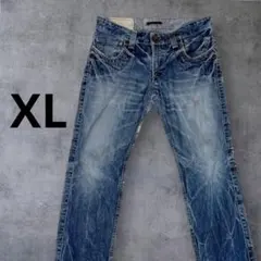 BLUE WAY Y2K メンズ　ストレート　デニム ジーンズ　34 ヒゲ