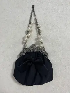 【美品】MINIMUM ネイビー パール装飾 ハンドバッグ