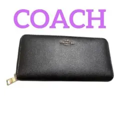 COACH コーチ コンチネンタル ブラック クロスグレイン長財布 C7184