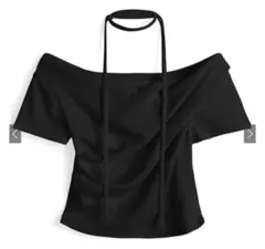 GRLタイ付き2Wayドレープリブトップスdk1494