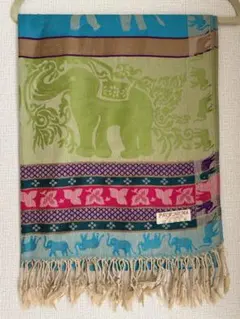 パシュミナ 大判 ストール カラフル ブルー ピンク グリーン系カシミア100%