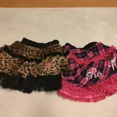 RONIヒョウ柄とチェック柄のキッズスカート2点セットＬ