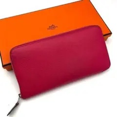 【美品】　エルメス アザップロング シルクイン　ブラウン　長財布　レザー　ピンクのサムネイル