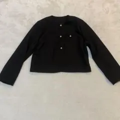 Dazy ノーカラージャケットXL 黒 上品 金ボタン短丈