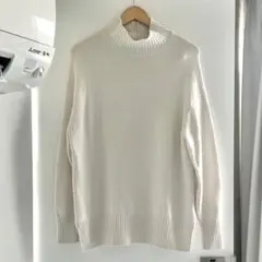 ユナイテッドアローズ 上質 ウール カシミヤ ハイネックニット ゆったりF 白系